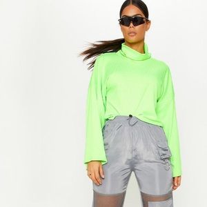 Neon Lime High Neck Sweater